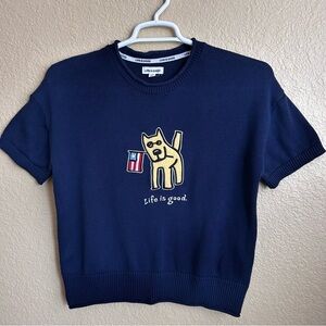 Life Is Good Short Sleeve Navy Sweater